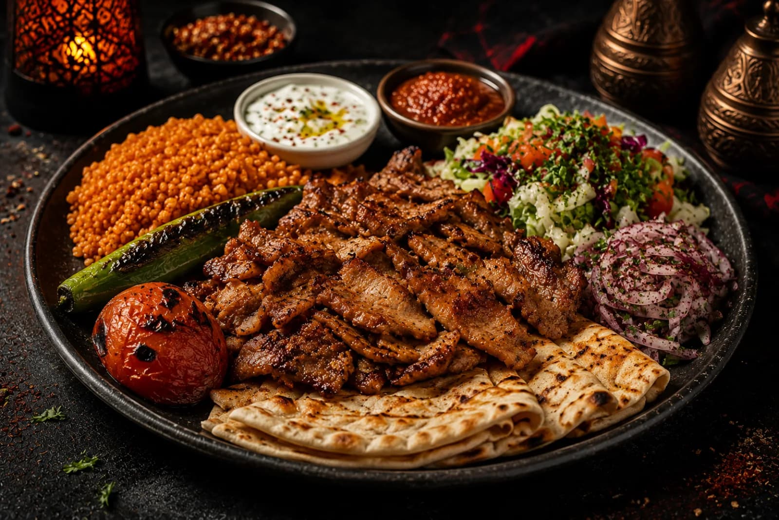 Kebab plate on table