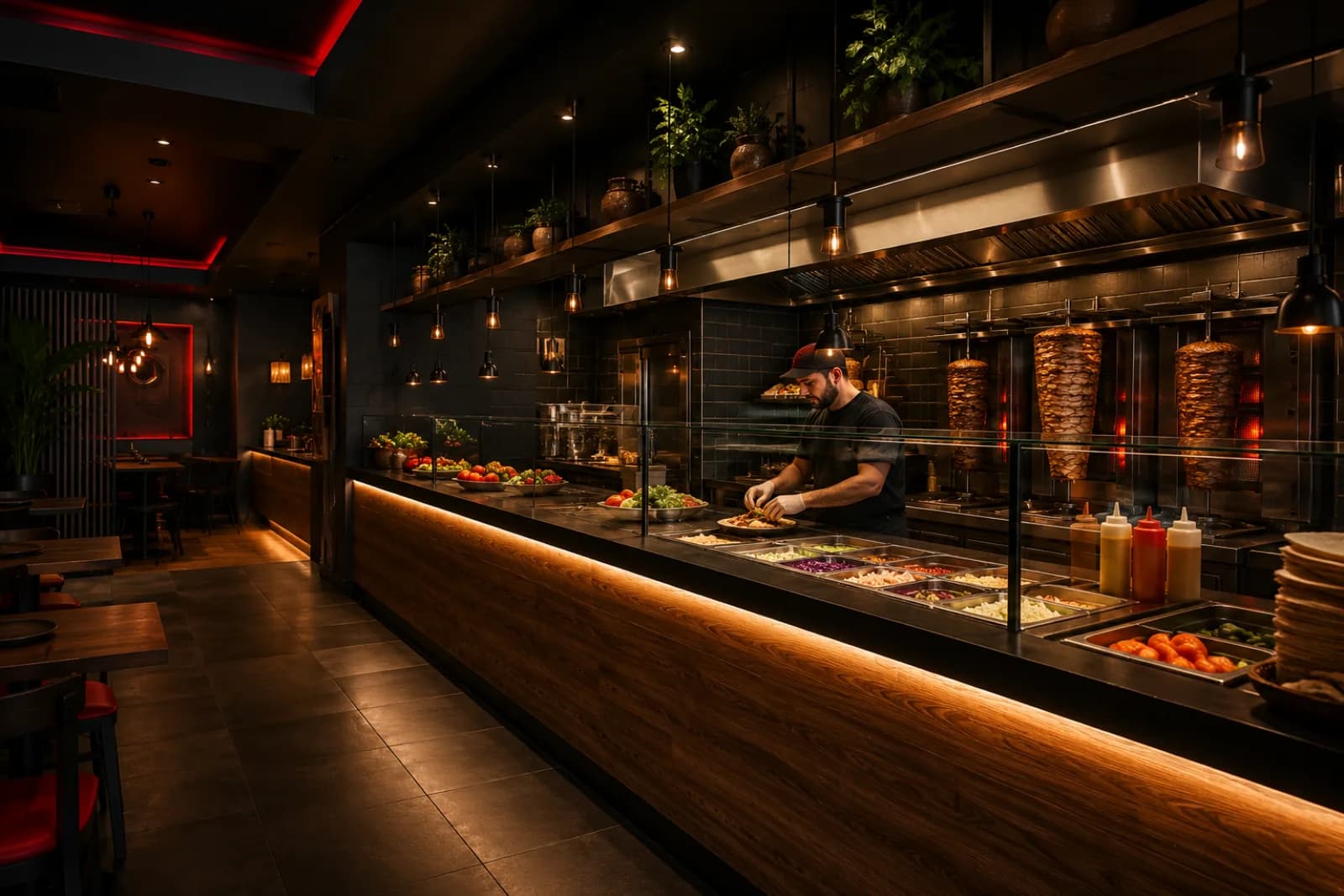 Restaurant interior counter