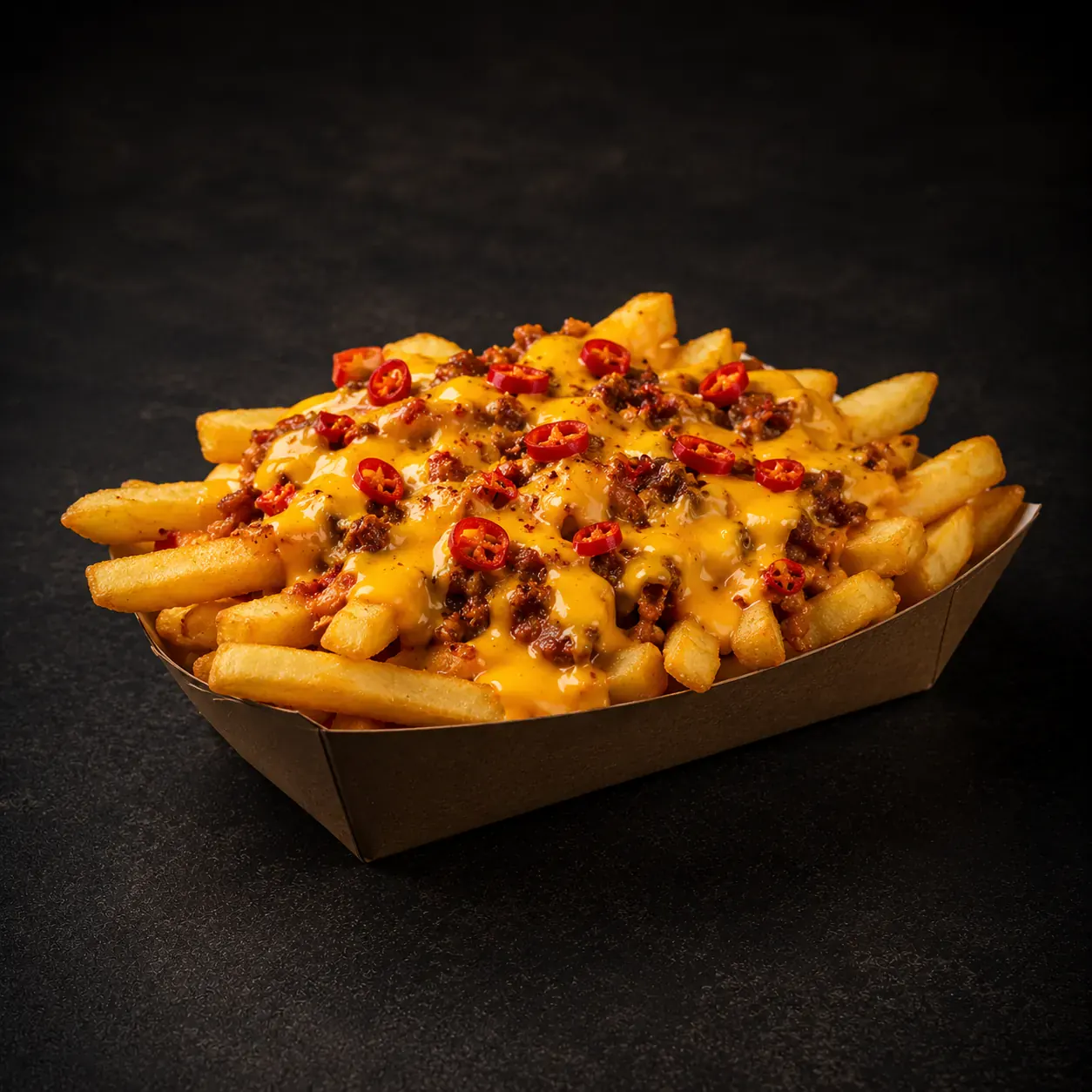 Chilli cheddar fries