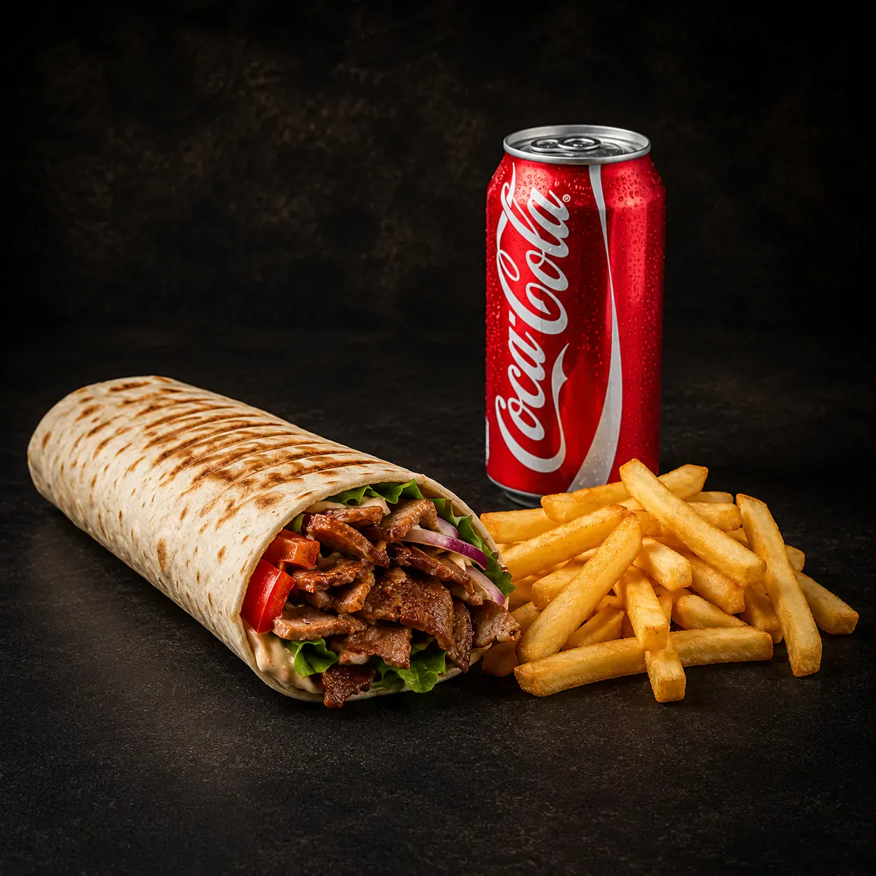 Dürüm kebab + Cola 330 ml + hranolky