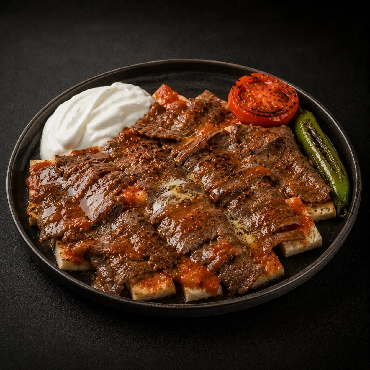 Iskender kebab talíř